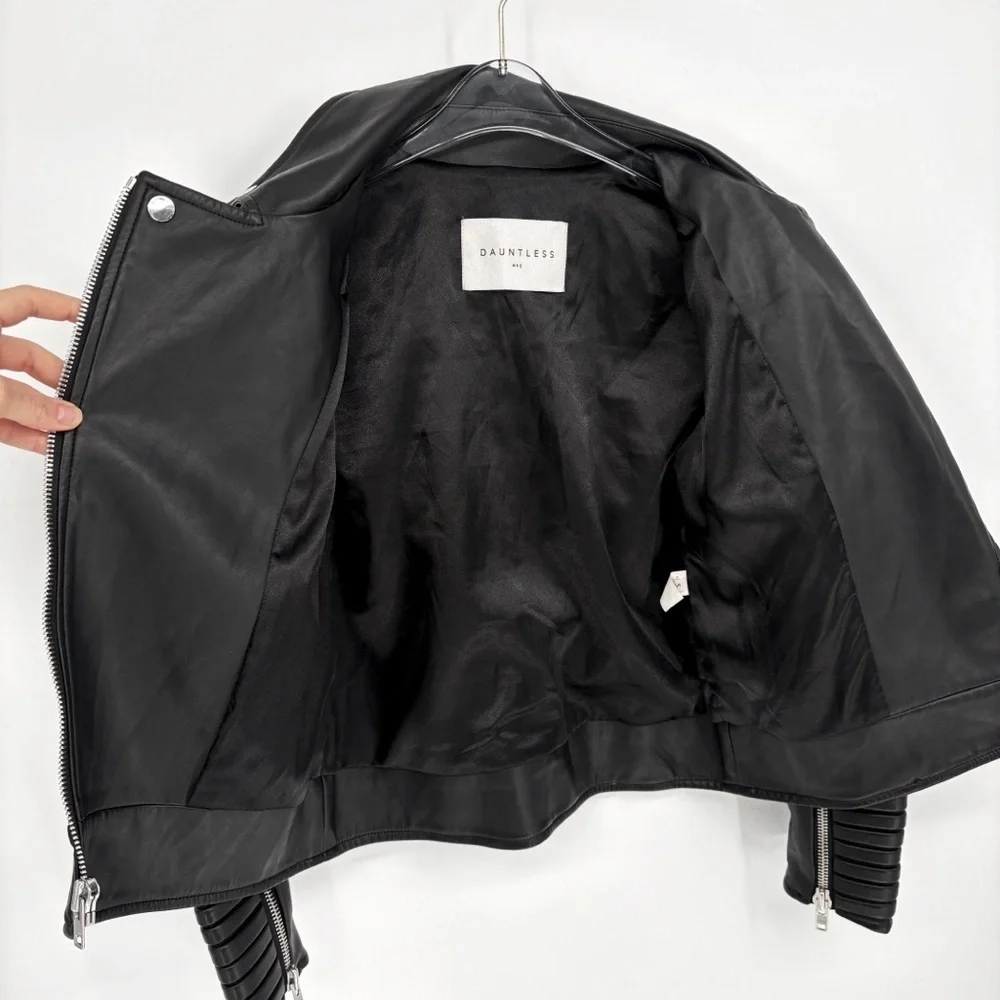 DAUNTLESS NYC | Vegan Leather Moto Biker Jacket in Black | S - Picture 10 of 14